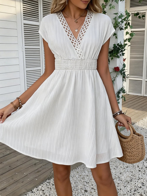 French Lace Dress with Puff Sleeves