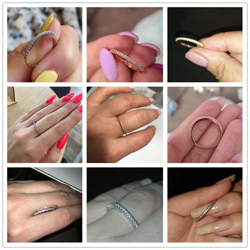 Anillo Fino Minimalista con Pavé de Circonitas
