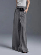 Pantalón de Traje Recto con Pinzas y Abertura