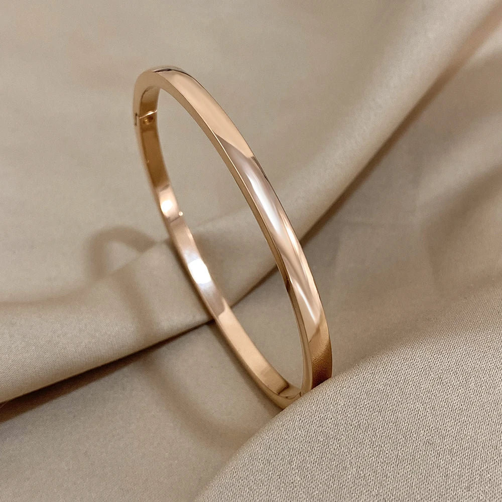 Brazalete Rígido Liso de Acero Inoxidable