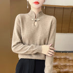 Jersey de Punto con Cuello Mao y Botones