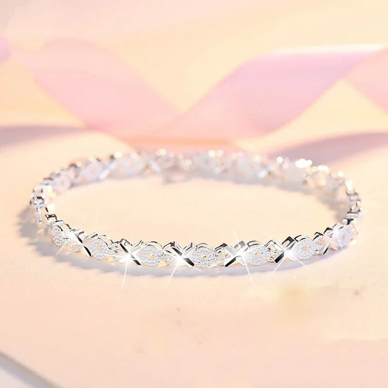 Pulsera Cadena de Plata 925 con Corazones
