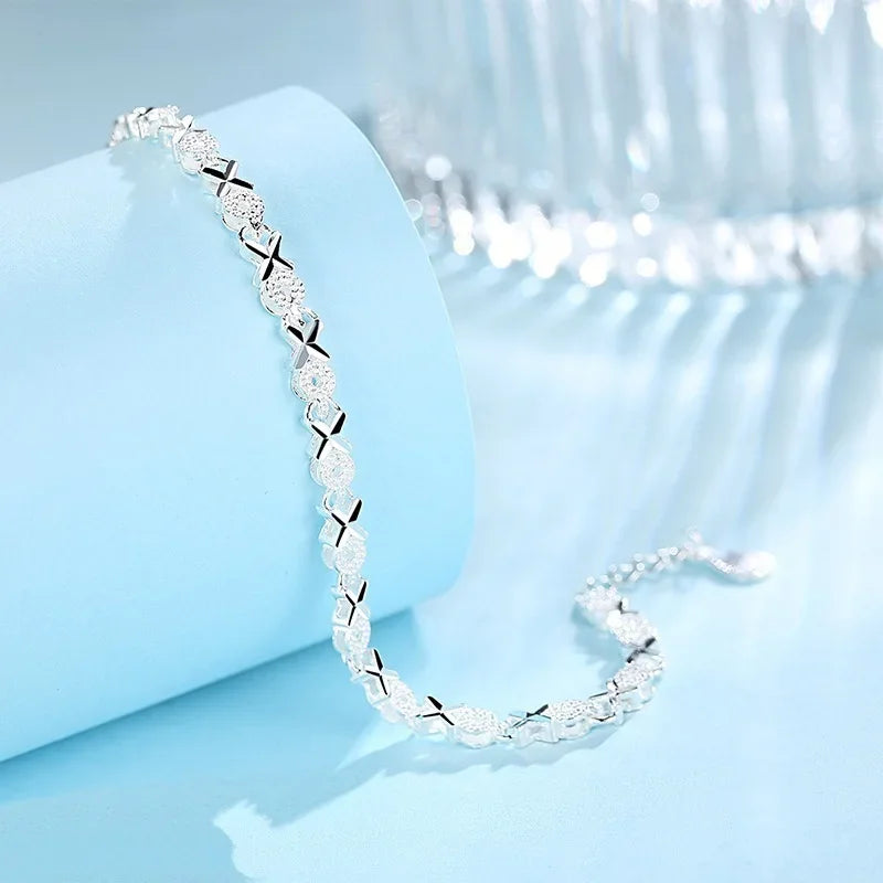 Pulsera Cadena de Plata 925 con Corazones