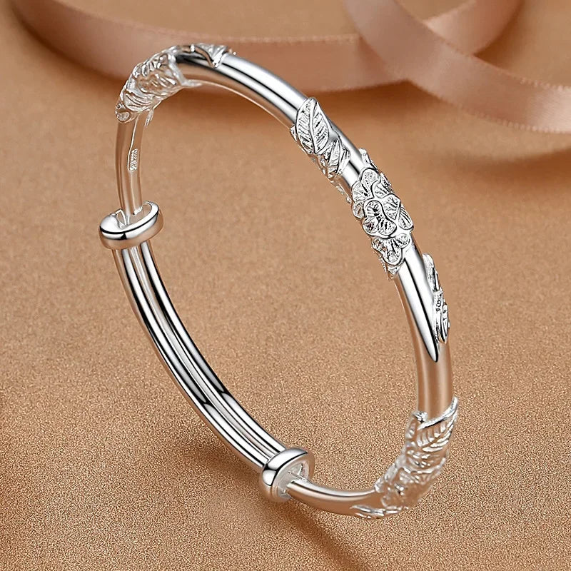 Brazalete Abierto Pavo Real de Plata 925