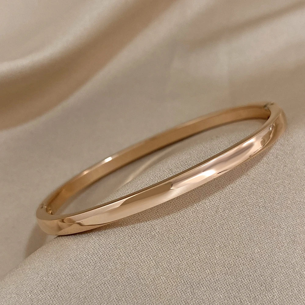 Brazalete Rígido Liso de Acero Inoxidable
