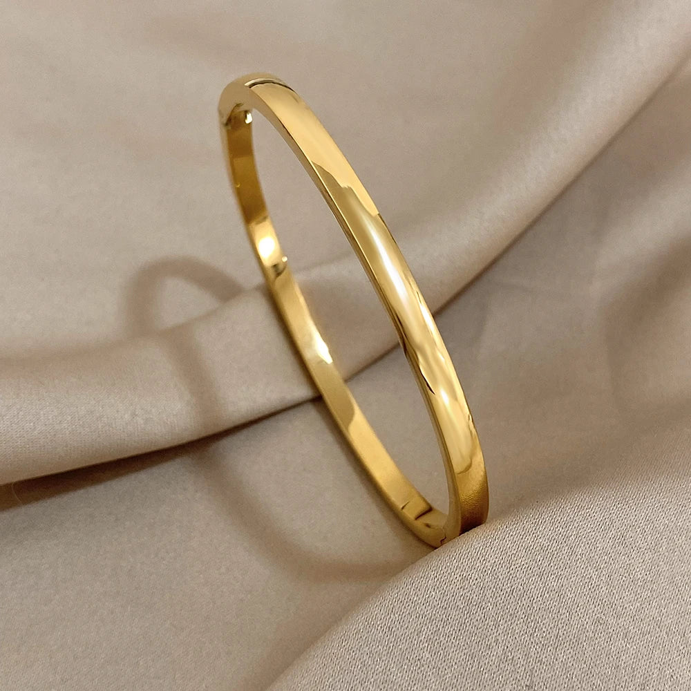 Brazalete Rígido Liso de Acero Inoxidable