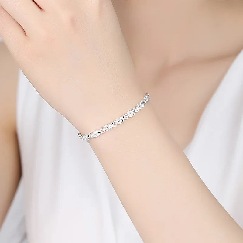 Pulsera Cadena de Plata 925 con Corazones