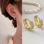 Pendientes Aro Huggie Doble con Circonitas
