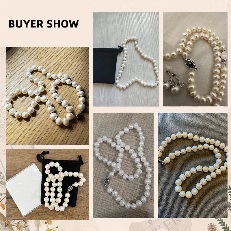 Collar de Perlas de Agua Dulce con Cierre de Plata 925