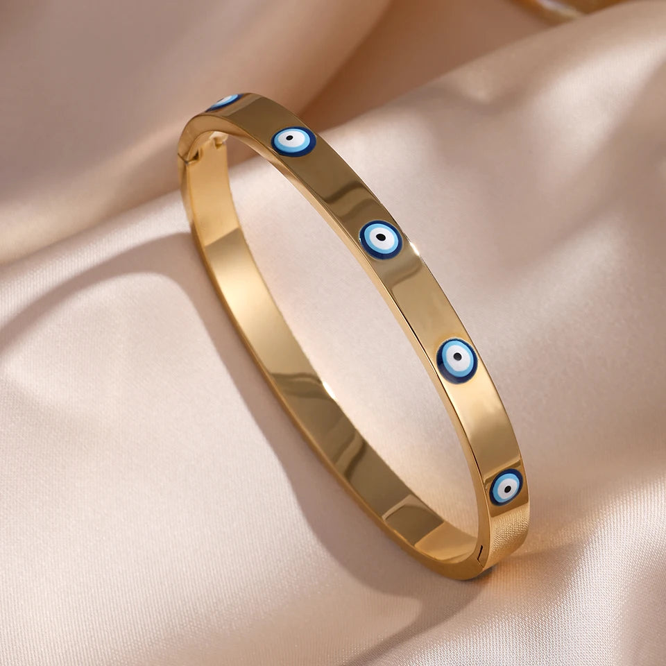 Gold Stainless Steel Open Cuff Bracelet