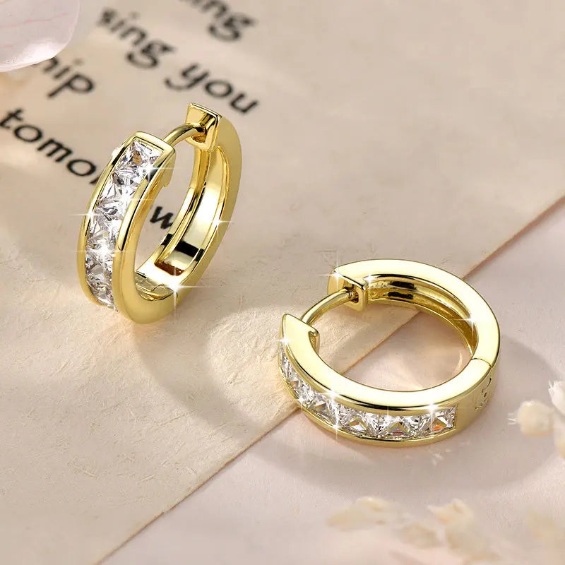 Pendientes Aro Huggie Doble con Circonitas