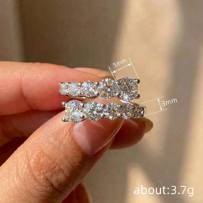 Anillo Abierto Geométrico de Plata 925 con Circonitas