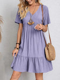 Vestido Corto Evasé con Volantes y Escote en V