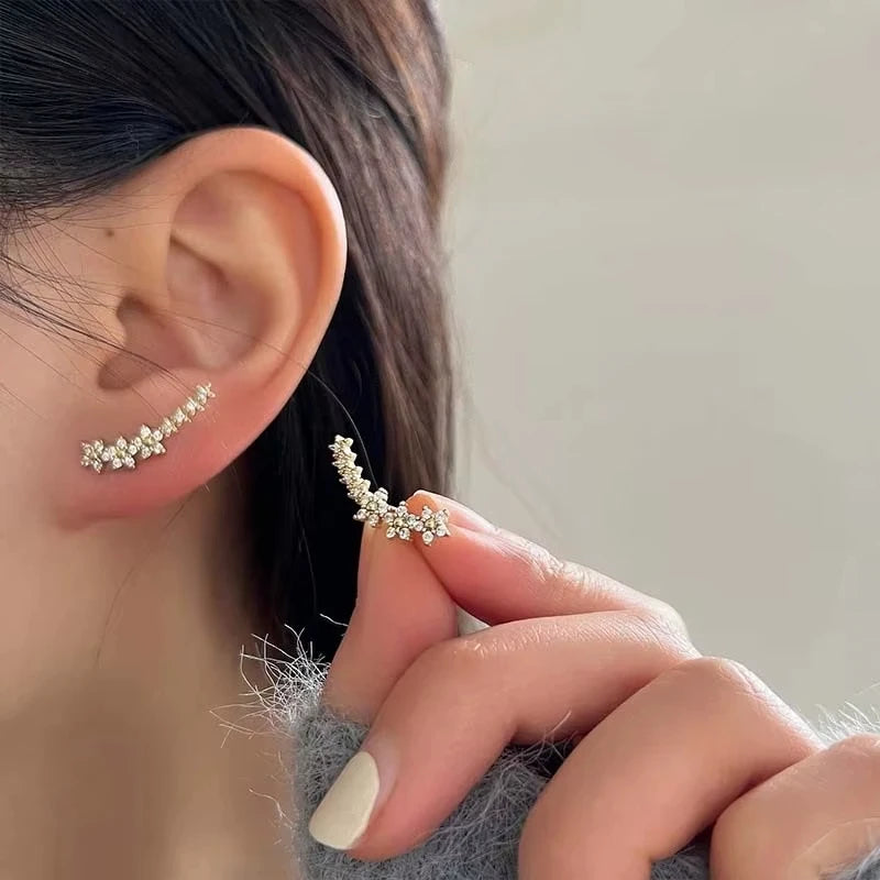Pendientes Trepadores de Flor y Estrella con Circonitas