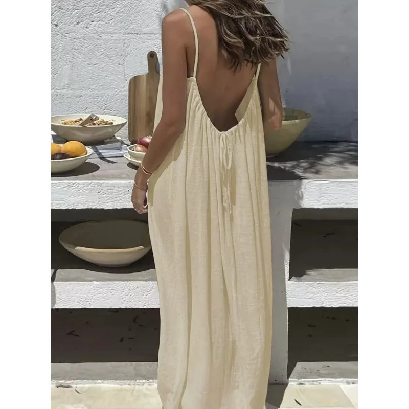 Vestido Largo Palabra de Honor con Espalda Abierta
