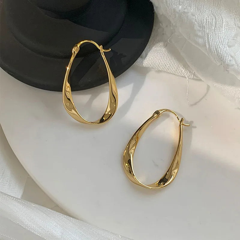 Pendientes de Aro Ovalado Retorcido