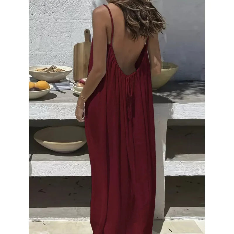 Vestido Largo Palabra de Honor con Espalda Abierta