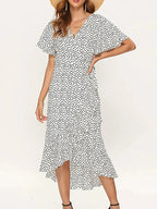 Vestido Largo Boho de Gasa Estampado con Volantes