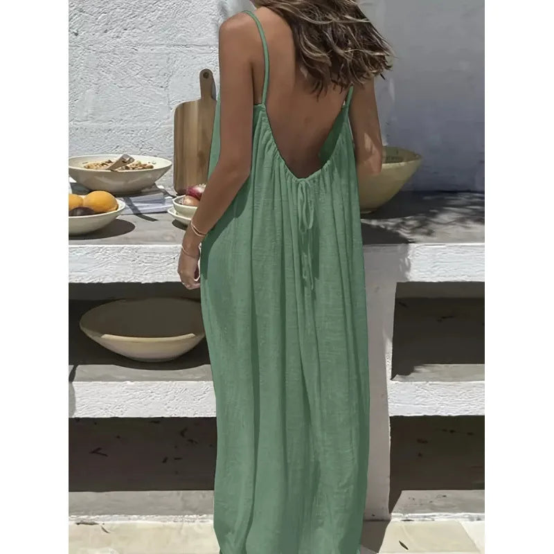 Vestido Largo Palabra de Honor con Espalda Abierta