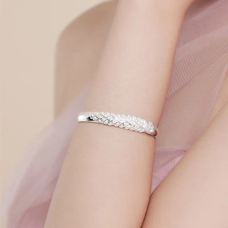 Brazalete Abierto Pavo Real de Plata 925