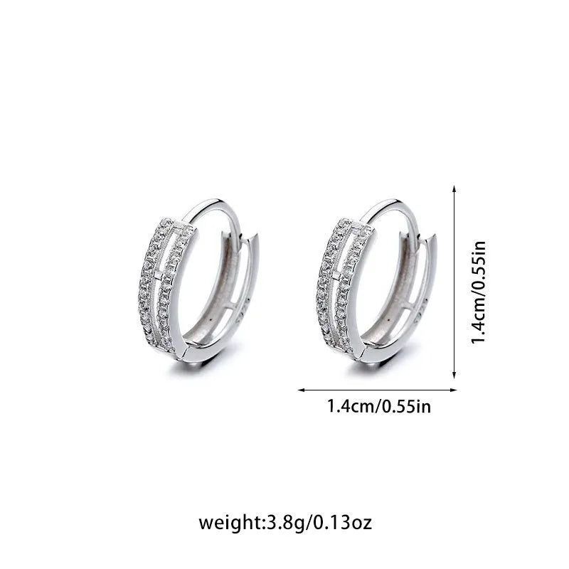 Pendientes Aro Huggie Doble con Circonitas