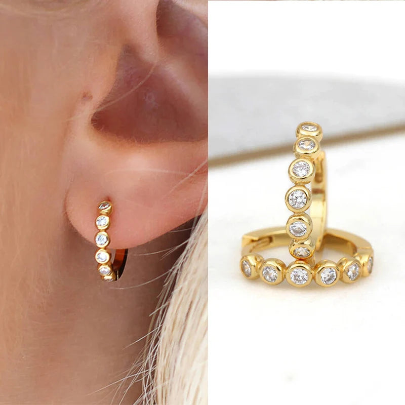 Pendientes de Aro con Circonitas Brillantes