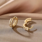 Pendientes Aro Huggie Doble con Circonitas