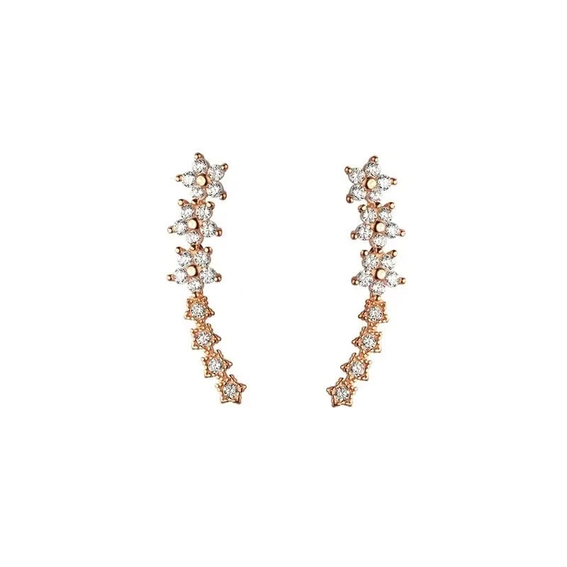 Pendientes Trepadores de Flor y Estrella con Circonitas