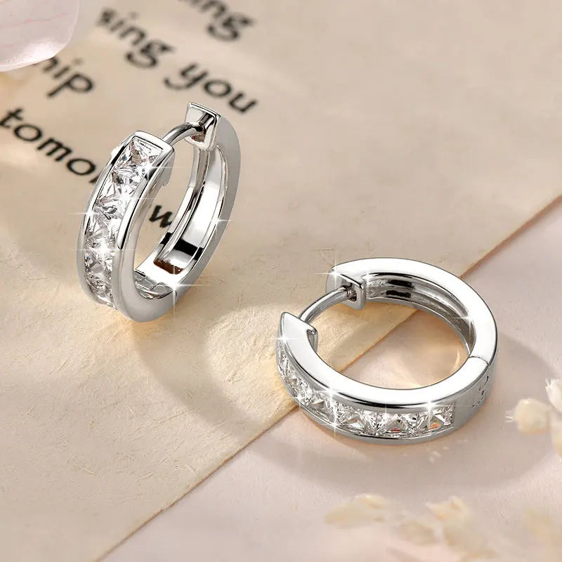 Pendientes Aro Huggie Doble con Circonitas