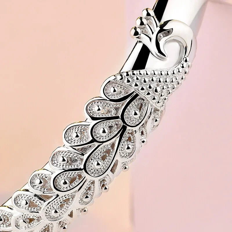 Brazalete Abierto Pavo Real de Plata 925