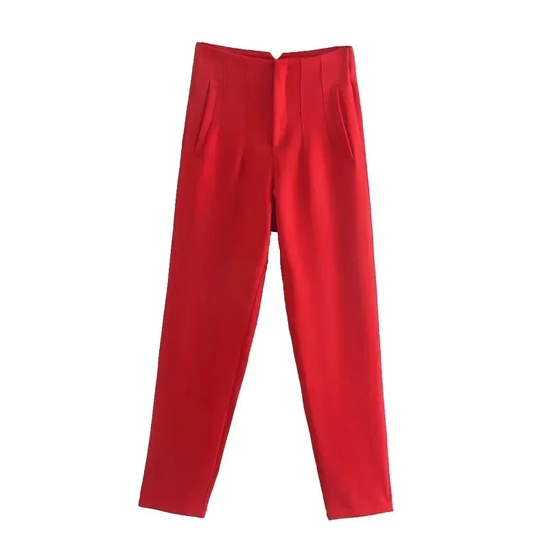 Pantalón Pitillo Tobillero de Tiro Alto