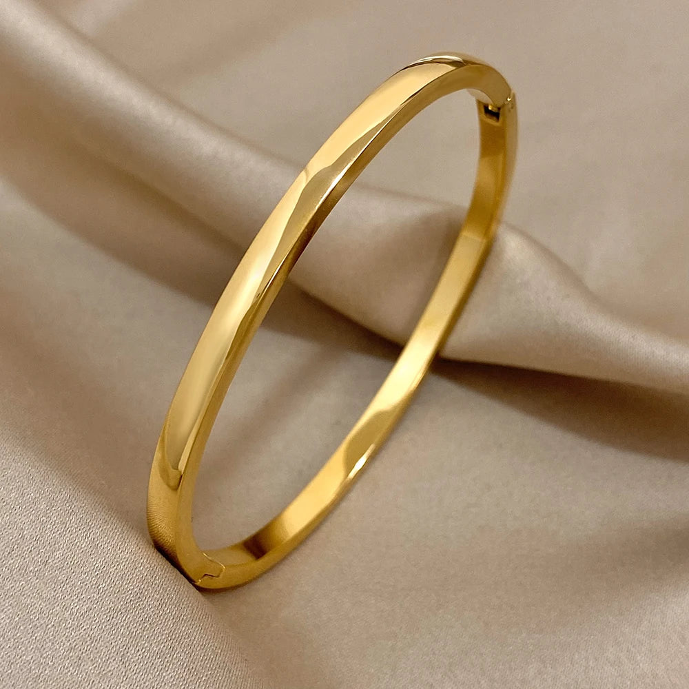 Brazalete Rígido Liso de Acero Inoxidable