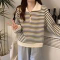 Sudadera de Rayas con Media Cremallera y Cuello Polo