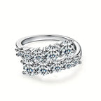 Anillo Abierto Geométrico de Plata 925 con Circonitas