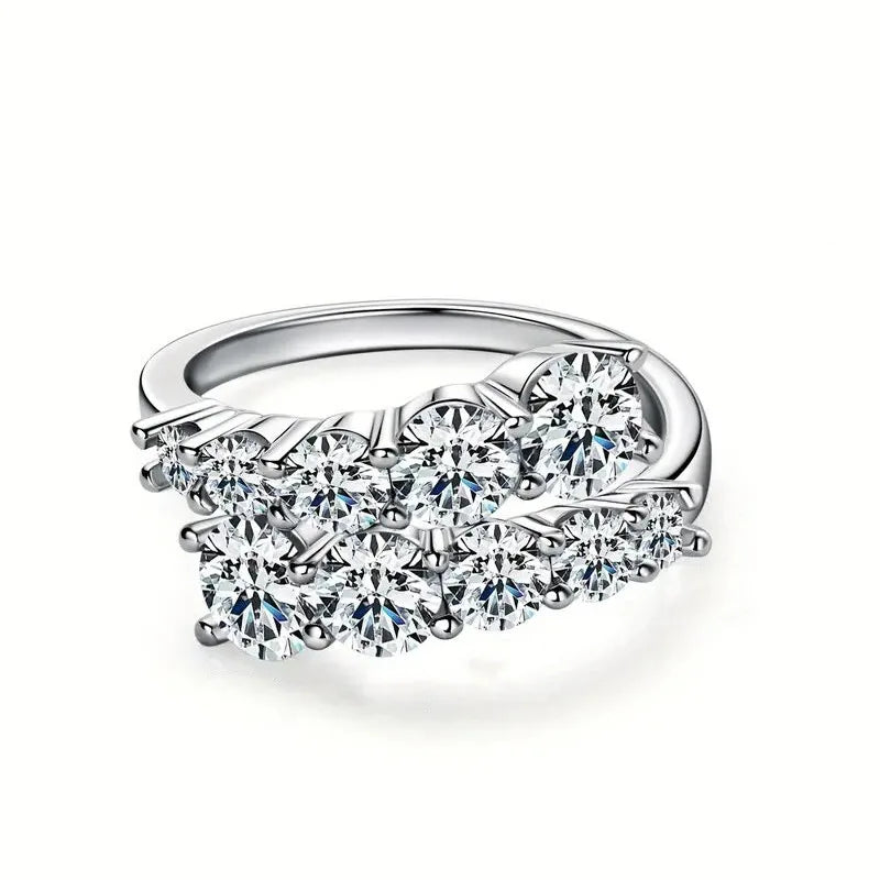 Anillo Abierto Geométrico de Plata 925 con Circonitas