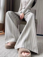Pantalón Ancho de Rayas de Tiro Alto