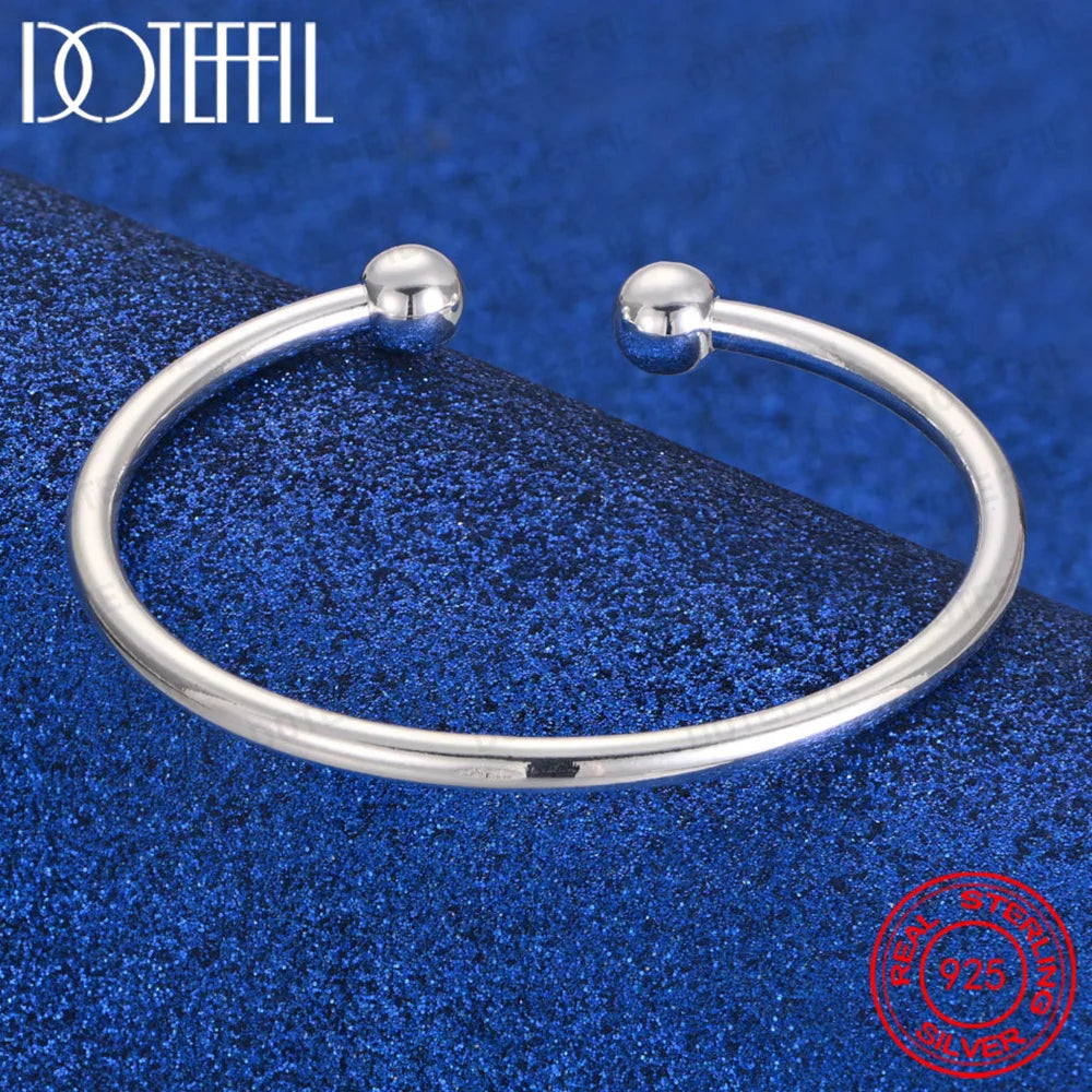 Brazalete Abierto de Bolas de Plata 925