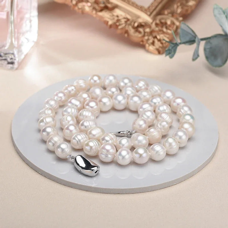 Collar de Perlas de Agua Dulce con Cierre de Plata 925