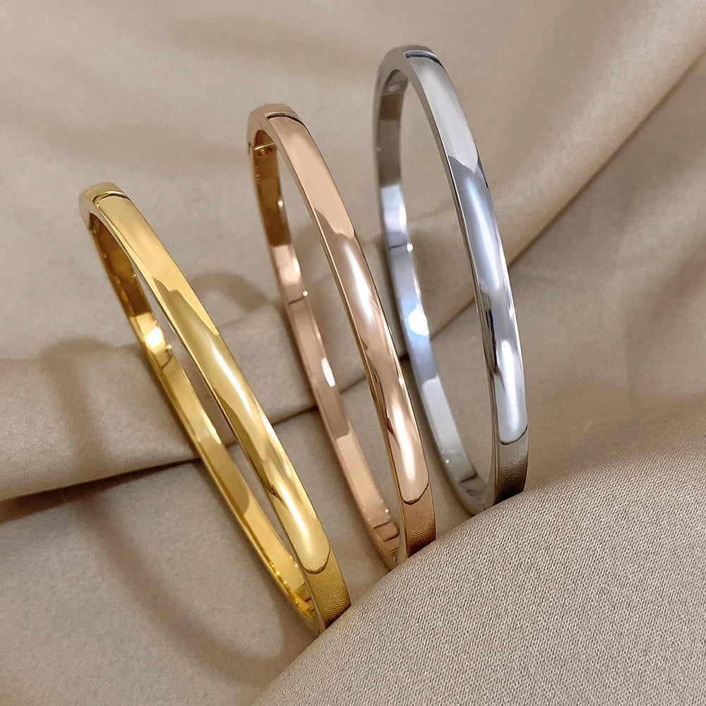 Brazalete Rígido Liso de Acero Inoxidable