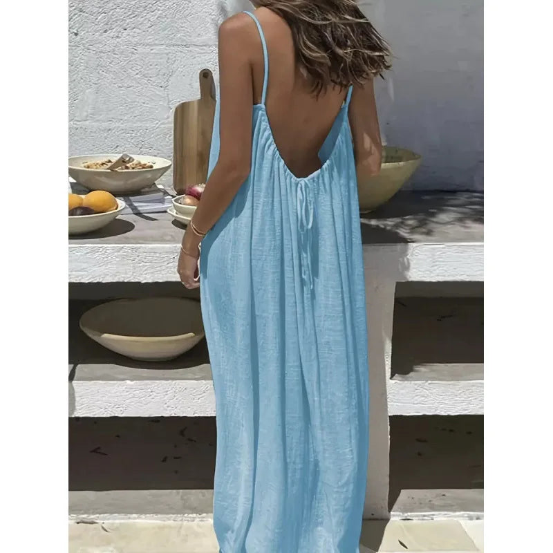 Vestido Largo Palabra de Honor con Espalda Abierta