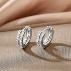 Pendientes Aro Huggie Doble con Circonitas
