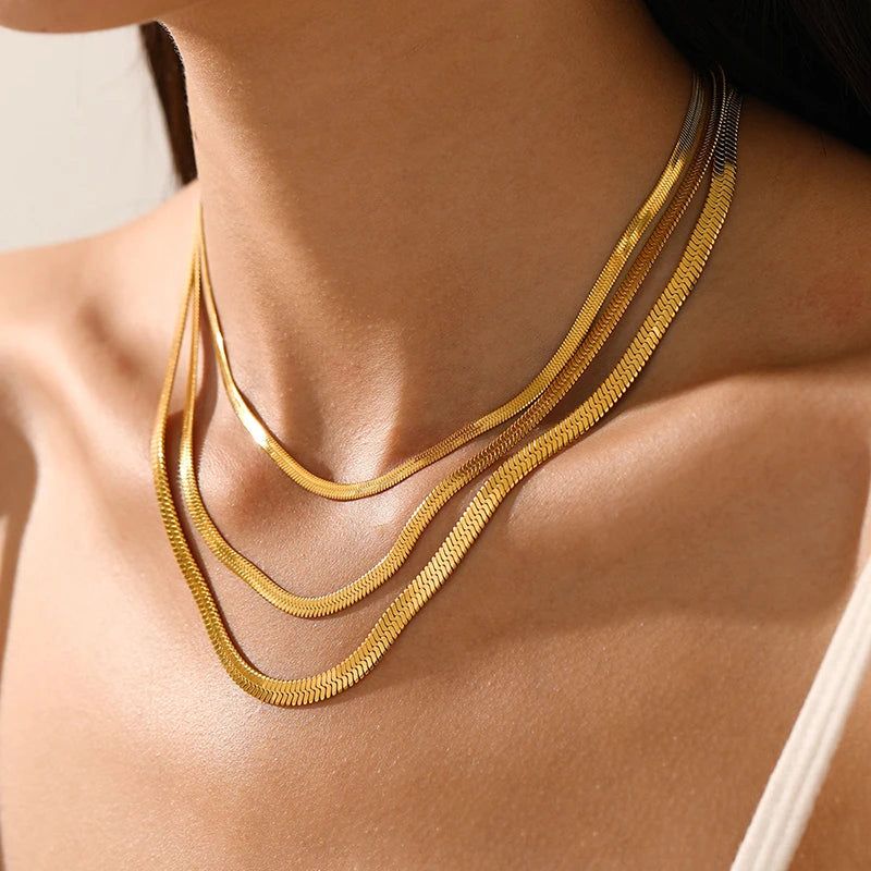 Collar Cadena Serpiente Plana de Acero Inoxidable