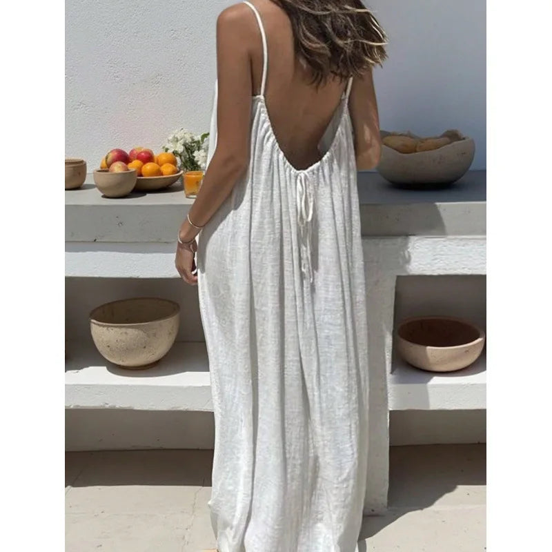 Vestido Largo Palabra de Honor con Espalda Abierta