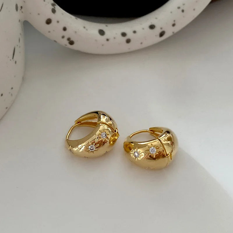 Pendientes Aro Huggie Doble con Circonitas
